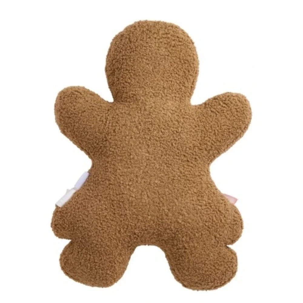Martha Stewart Gingerbread Girl Pillow Brown Pink Sherpa Christmas Holiday Decor